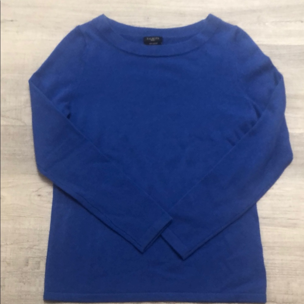 Talbots petites 100% Pure CASHMERE Blue Long Sleeve Top SMALL